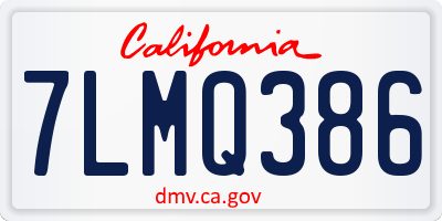 CA license plate 7LMQ386