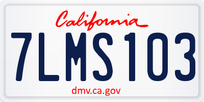 CA license plate 7LMS103