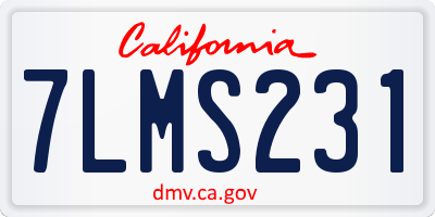 CA license plate 7LMS231