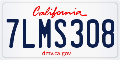 CA license plate 7LMS308