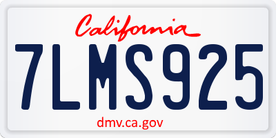 CA license plate 7LMS925