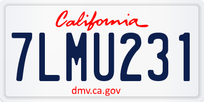 CA license plate 7LMU231