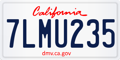 CA license plate 7LMU235
