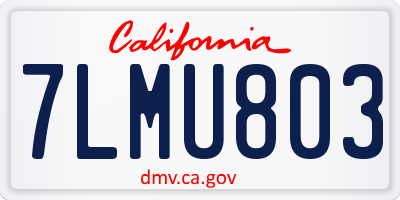 CA license plate 7LMU803
