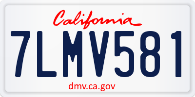 CA license plate 7LMV581