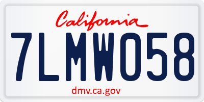 CA license plate 7LMW058