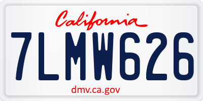 CA license plate 7LMW626