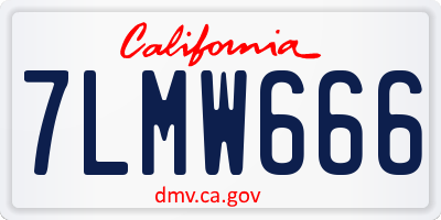 CA license plate 7LMW666
