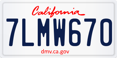 CA license plate 7LMW670