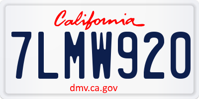 CA license plate 7LMW920