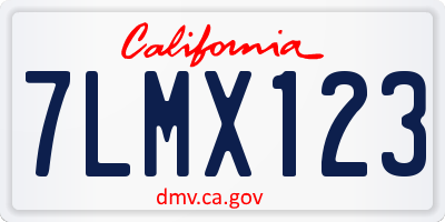 CA license plate 7LMX123