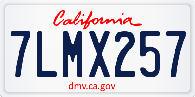 CA license plate 7LMX257
