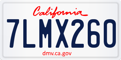 CA license plate 7LMX260