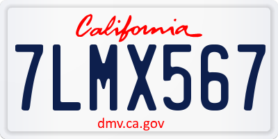 CA license plate 7LMX567