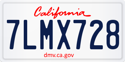 CA license plate 7LMX728