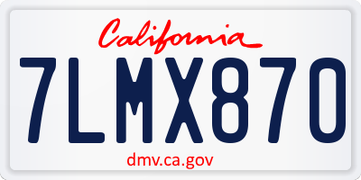 CA license plate 7LMX870