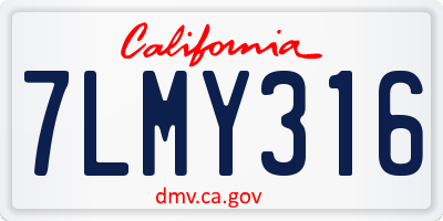 CA license plate 7LMY316