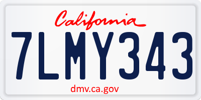 CA license plate 7LMY343