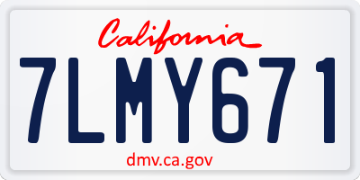 CA license plate 7LMY671