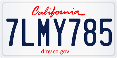 CA license plate 7LMY785