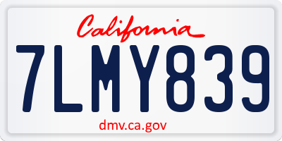CA license plate 7LMY839