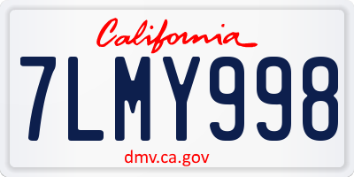 CA license plate 7LMY998