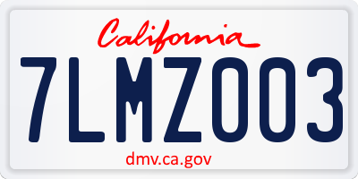 CA license plate 7LMZ003
