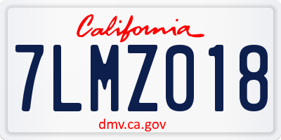 CA license plate 7LMZ018