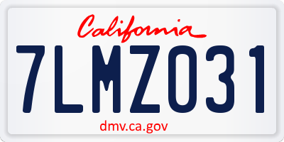 CA license plate 7LMZ031