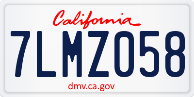 CA license plate 7LMZ058