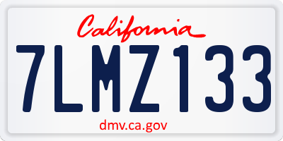 CA license plate 7LMZ133