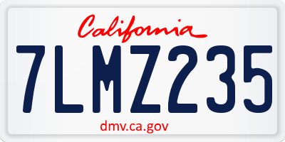 CA license plate 7LMZ235