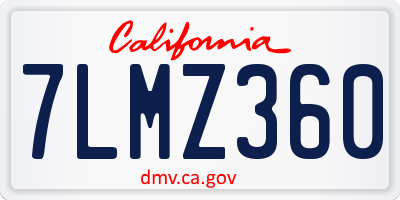 CA license plate 7LMZ360