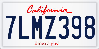CA license plate 7LMZ398