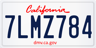 CA license plate 7LMZ784