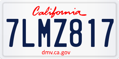 CA license plate 7LMZ817