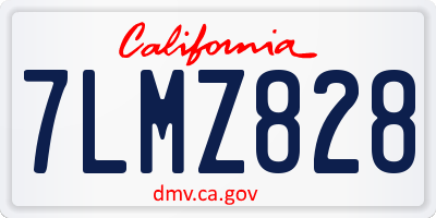 CA license plate 7LMZ828
