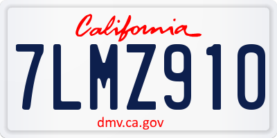 CA license plate 7LMZ910