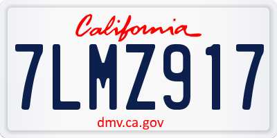 CA license plate 7LMZ917