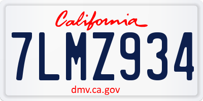 CA license plate 7LMZ934