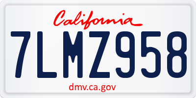 CA license plate 7LMZ958
