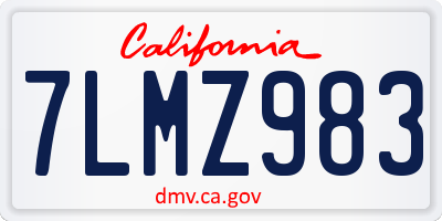 CA license plate 7LMZ983