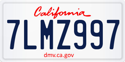 CA license plate 7LMZ997