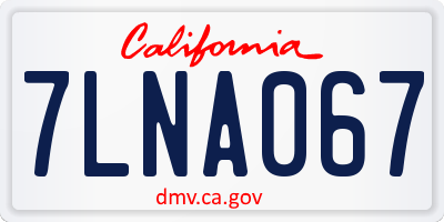 CA license plate 7LNA067