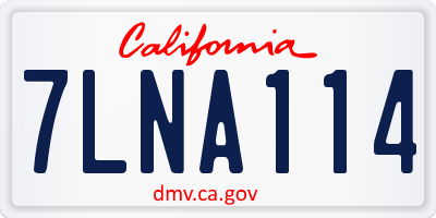 CA license plate 7LNA114
