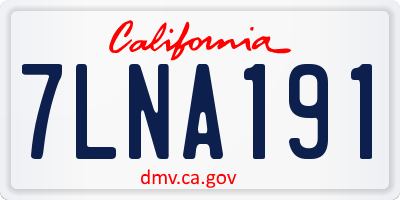 CA license plate 7LNA191