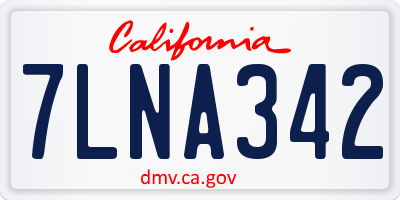 CA license plate 7LNA342