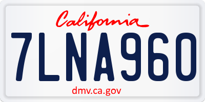 CA license plate 7LNA960