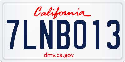 CA license plate 7LNB013