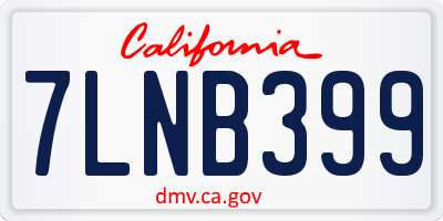 CA license plate 7LNB399